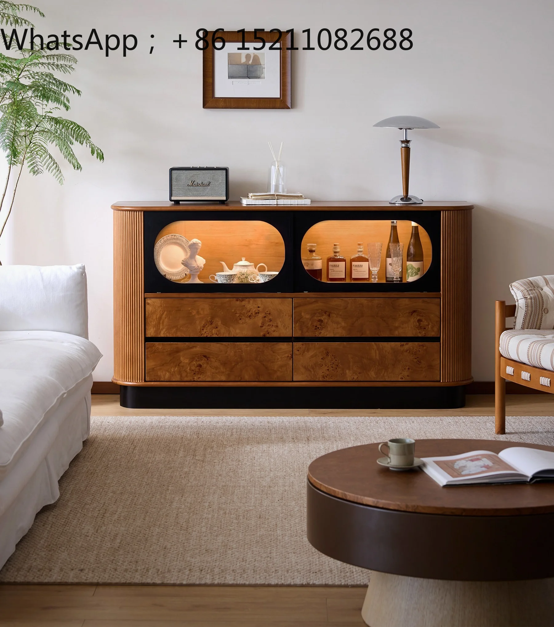 SCY dining side cabinet antique wall solid wood storage cabinet living room entrance display cabinet