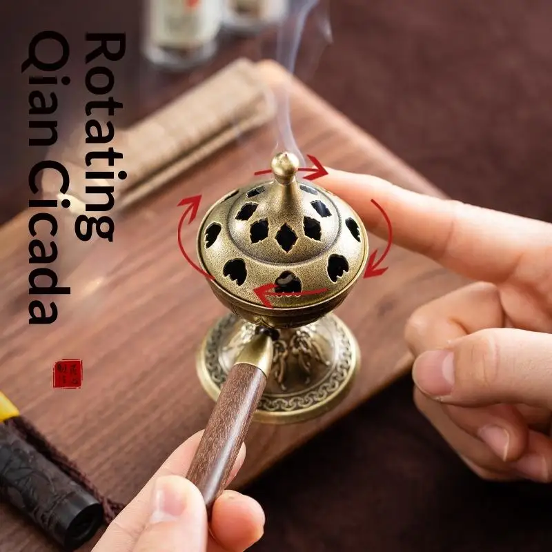 ~Hot Sale Rotating Handheld Stove Incense Burner No Sticky Powder Pear Account Incense Pan Fragrance Long-lasting Incense Burner