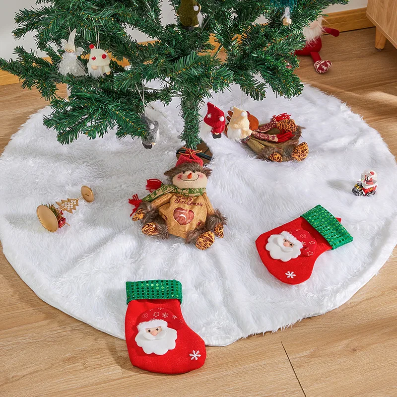 0.9/1.2/1.5m White Christmas Tree Skirt Home Decor Plush Tree Skirt For Christmas Ornament Holiday Modern Living Room Decoration