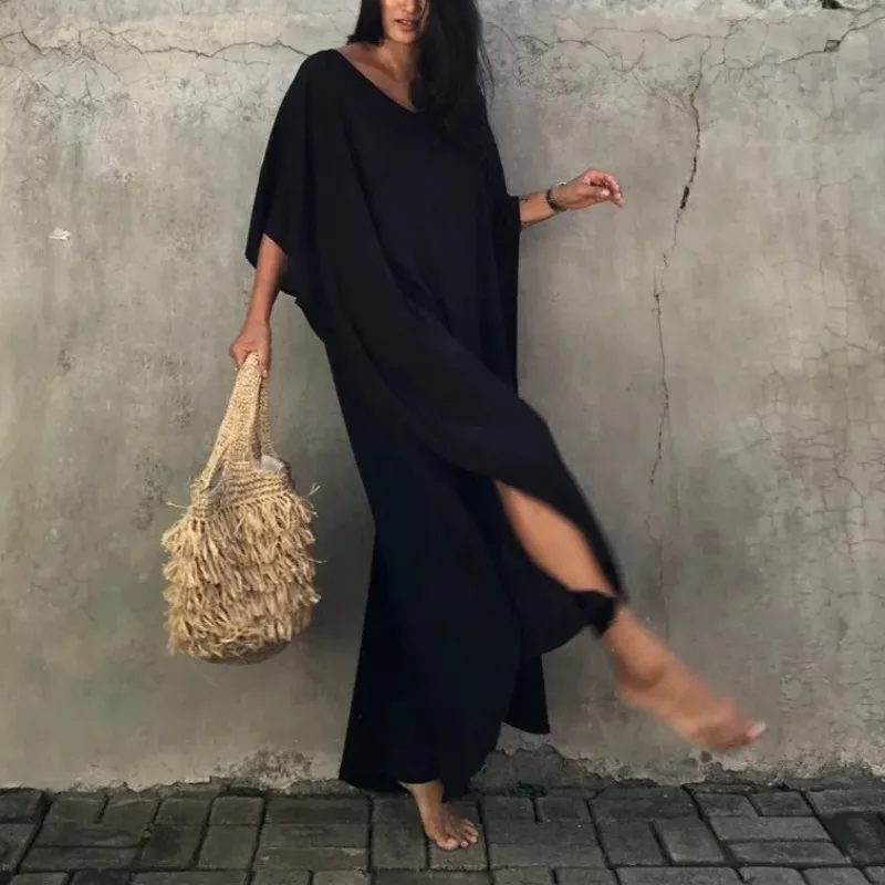 

Women's Clothing Solid Color Maxi Dresses Casual Loungewear Dress Swimsuit Cover Up Beachwear Swimwears