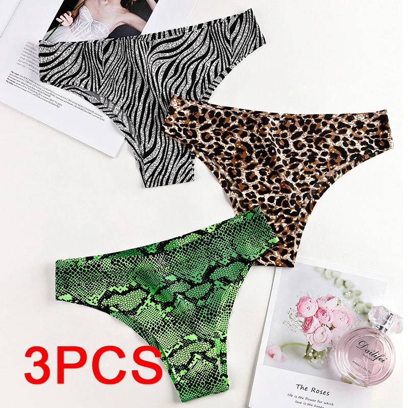 3PCS T Panties Ice Silk G-string Thong Lingerie Woman Briefs Sexy Underware Thongs Plus Size Underwear Women Female Seamless