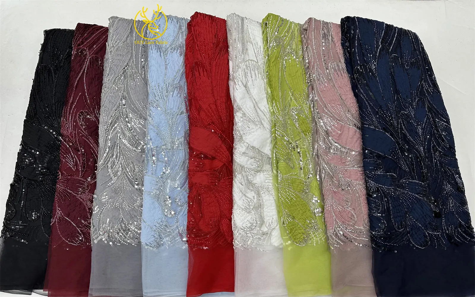 Newest African Nigerian Beaded Lace Fabric 2025 High Quality French Sequin Tulle Lace Fabric for Wedding Dress Sewing 5 yards