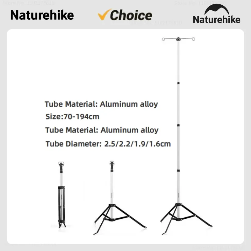 

Naturehike Three Leg Camping Light Stand Aluminum Alloy Telescopic Light Stand Outdoor Portable Folding Campsite Light Poles