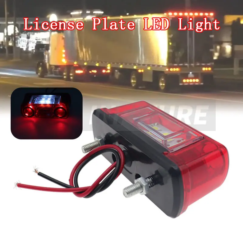 2x Led License Number Plate Light 12V 24V Red Waterproof Universal Car Truck Lorry Trailer Tail Light License Plate Lamps