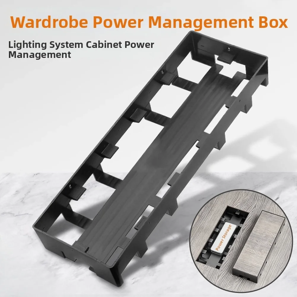 Power Supply Storage Box Wardrobe Cabinet LED Lighting Wire Organizer Junction Case For Home Furniture System Practical Black