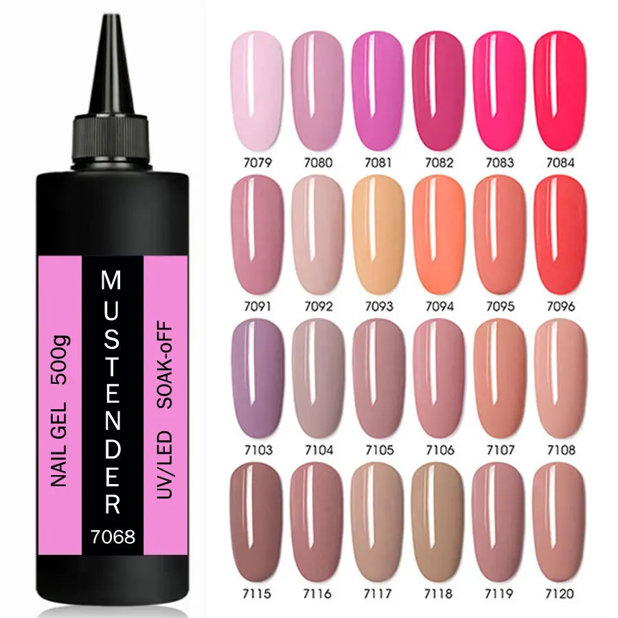 500g Pure Color Nail Gel Polish Candy Macarons Nail Gel UV Gel Nude Pink Varnish Nail Glue for Morandi Nail Salon 120 Colors