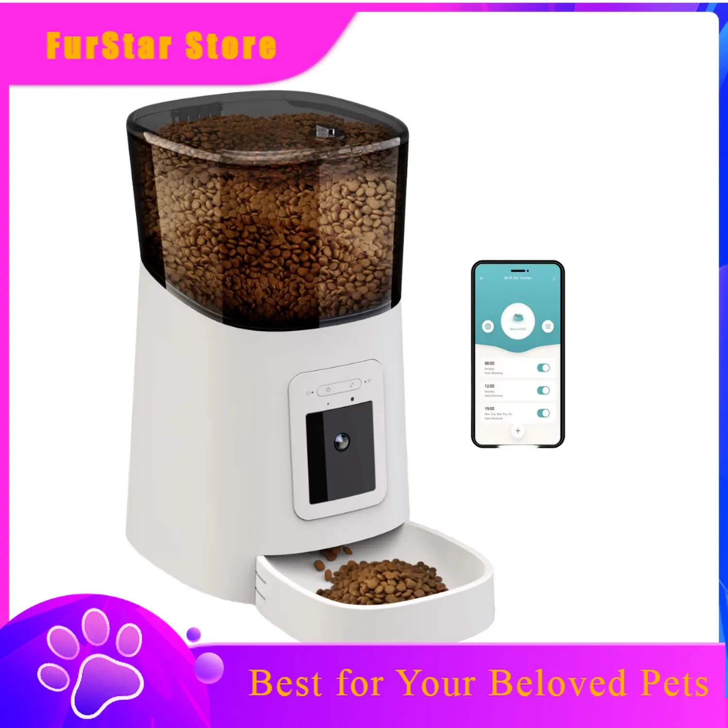 FurStarTuya Dog Cat Smart Pet Feeder Wifi Mobile Phone App Remote Control Microchip Automatic Pet Feeder With 6L