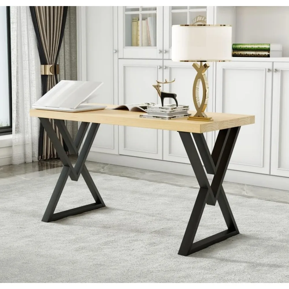 Conjunto de pernas de mesa de jantar de metal preto em forma de diamante moderno industrial de 2, 28,3 de altura, 23,6 de largura, design elegante e resistente