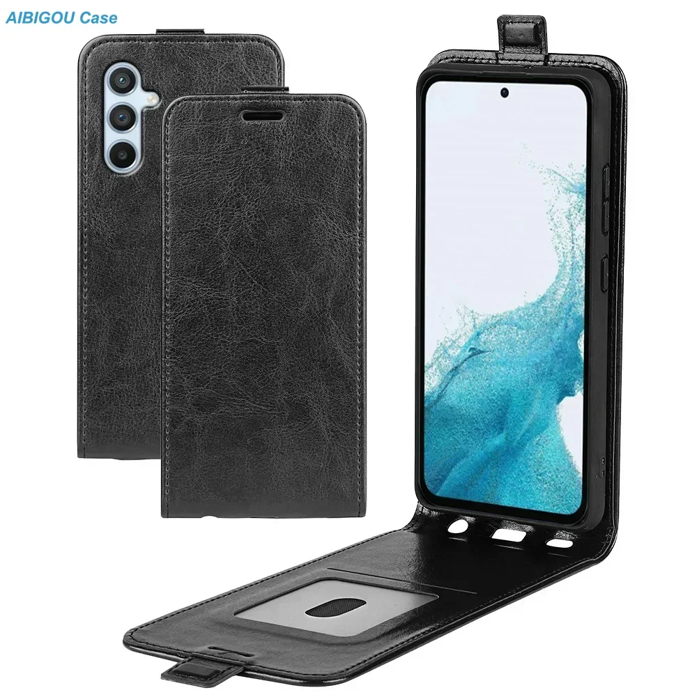 Capa de Couro Vertical Flip para Samsung Galaxy A54 A07 A17, Suporte para Livro, Capa Completa para Samsung A54 A14 A24 A34 A52 A72