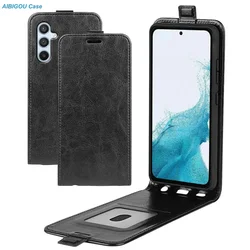 For Samsung Galaxy A54 A07 A17 Flip Vertical Leather Case Book holder Full Cover for Samsung A54 A14 A24 A34 A52 A72 Phone Bags