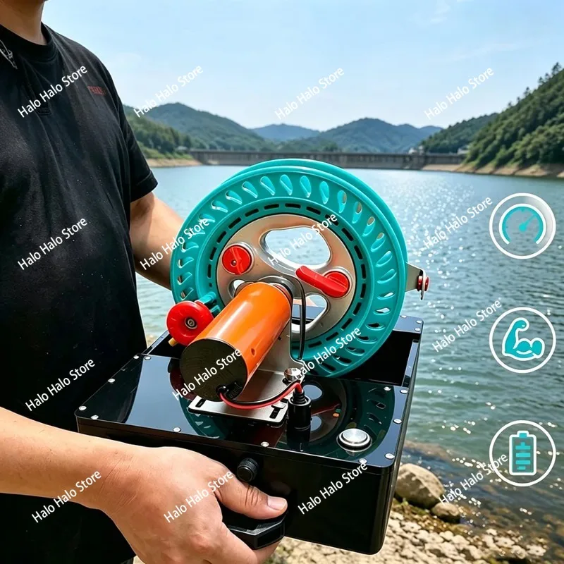12V Electric Line Winder for Kite Reels & Fishing Reels, Hand Crank Boat Fishing Winch Line Retriever
