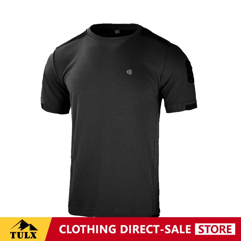 Outdoor Quick Drying Short T-shirt Men's Summer Mesh Breathable Sports Short Sleeve Lightweight Loose Tactical Round Neck Top