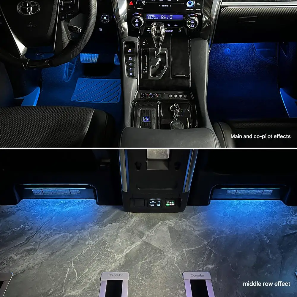 Car LED RGB Ambient Footwell Light for Alphard Vellfire 30 Series Interior Atmosphere Lamp Original System Plug and Play Lights