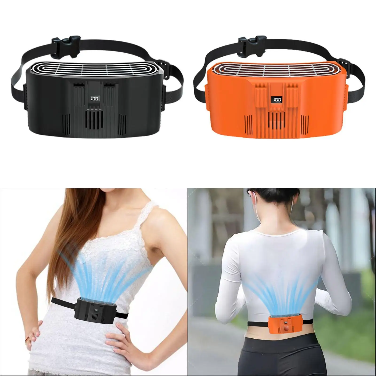 مروحة خصر قابلة للتعديل وخفيفة الوزن وقابلة للتنفس، أداة تبريد محمولة متعددة الوظائف للسفر وصيد الأسماك في موقع العمل في الهواء الطلق