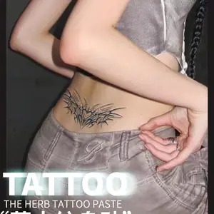 Sexy pflanzliche falsche Tattoo für Frauen, wasserdichte Bauchflügelkunst, vorübergehende, langlebige, Hotwife -Aufkleber 10 Hauptverkäufe Tattoo sexy Leiste - №8