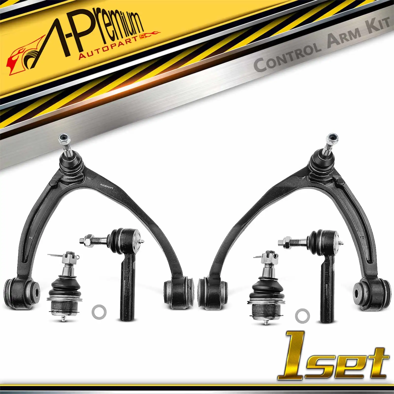 A-Premium 6x Front Control Arm with Ball Joint Tie Rod End for Chevrolet Silverado 1500 2007-2013 GMC Sierra 1500 2007-2013