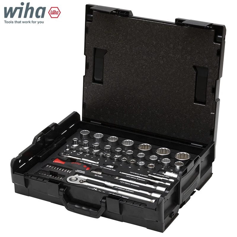 

Wiha 44685 Nut Driver and Bit Set 1/4" and 1/2" 60Pcs. in L Boxx Tight Fastening