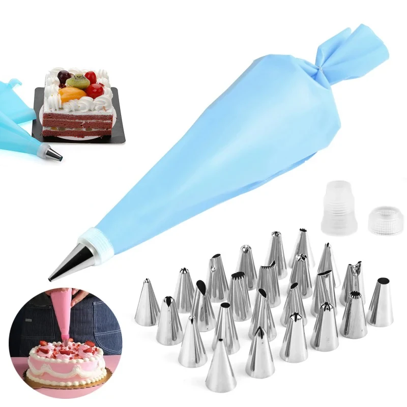 14/29 Pcs Cream Nozzles Set Kitchen Bakery Cake Icing Piping Cream Cake Decorating Tools Accessories Reusable Pastry Bags