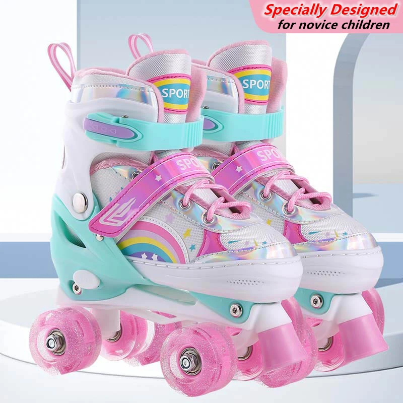 

Children's Double-row Roller Skates, Toddler Skating Shoes For Boys And Girls, Beginner Ice And Inline Skates For Young Kids