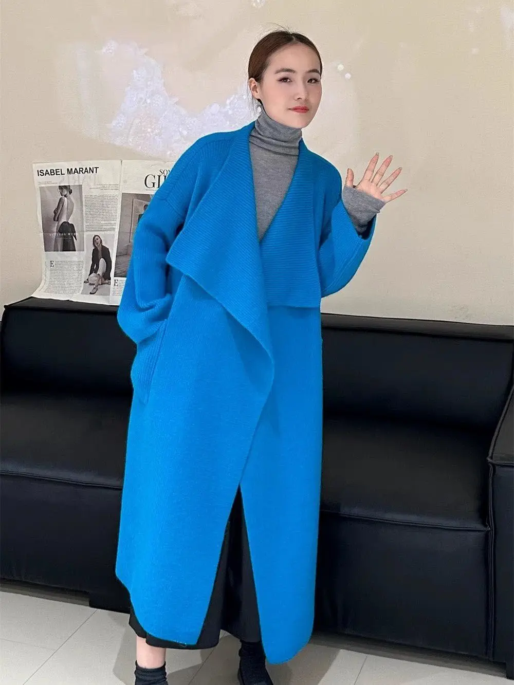 2025 가을/겨울 신상 여성 니트 가디건 루즈핏 타이 니트 스웨터