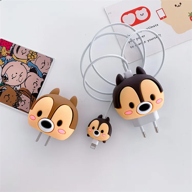 Disney Minnie Cable Protector For iPhone 11 12 iPad 18W 20W Data Line Cable Winder Silicone Fast Charger Protection Organizer