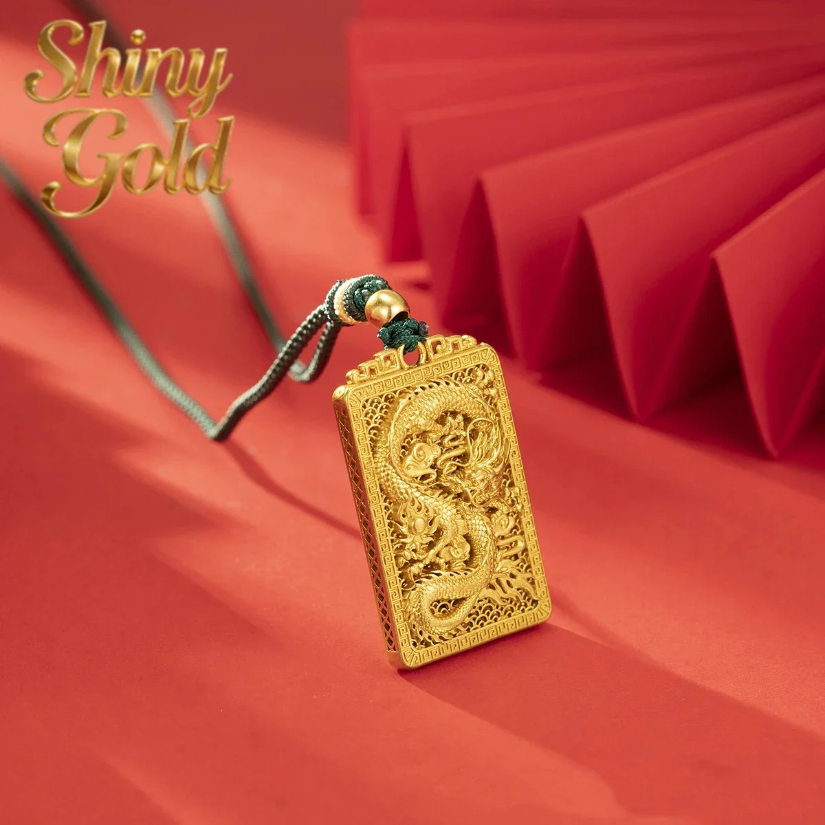 

ShinyGold 9999 24K real gold dragon teng domineering pendant ancient method golden national style divine beast totem jewelry
