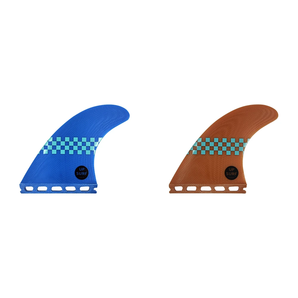 

UPSURF FUTURE Fins G5 3pc/G5+GL 4pc Fiberglass Thruster & Quad Surfboard Fins, Blue/Orange Plaid High-Performance Fins for surf