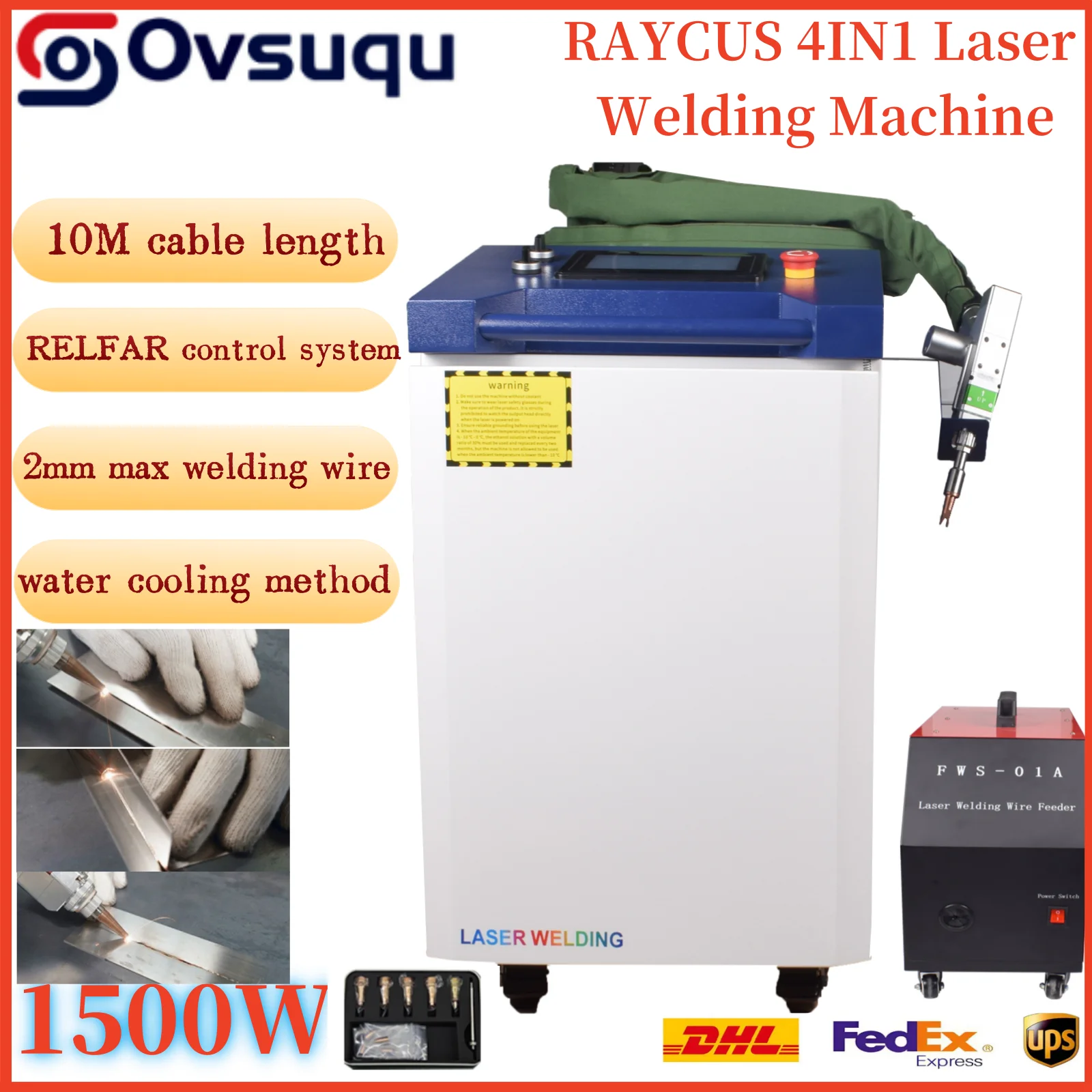 RAYCUS 1500W 4IN1 Water cooled Fiber Laser Welding Machine with Wire Feeder Laser Cutting for Metal Double Pendulum Touch Screen