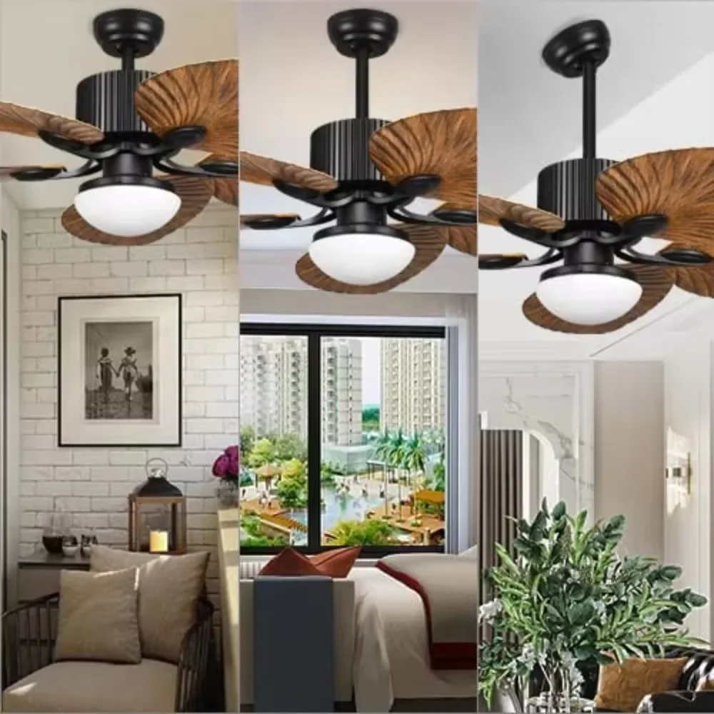 52 Inch Tropical Style Ceiling Fan Reversible DC Motor Memory Function 5 Leaf Blades Palm Island Ceiling Fan with Light - view 6