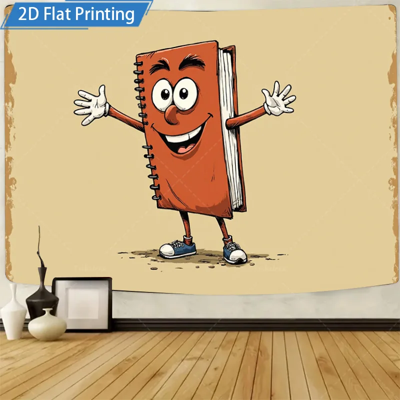 [2D FLAT] 1pc 4x16inch Metal Sign Cartoon Notebook Wall Art 2D Flat Print Decor for Kids Room and Study Space