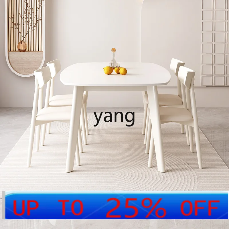 

Lhh modern simple solid wood dining table household small apartment rectangular rounded corner eating table