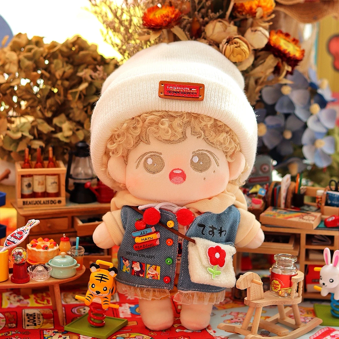 

Handmade 10/15/20cm 5pc/set Cute Plush Hat Custard Hoodie Cowboy Vest Suit Doll Clothes Outfit For Idol Doll Accessories