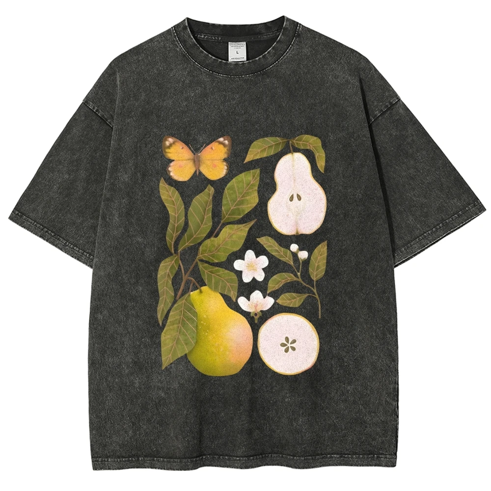 

Women's Y2K Graphic Floral Cotton T-Shirt Unisex Fit Washed Vintage Tee Custom Cool Print Casual Daily Top Gym Wear