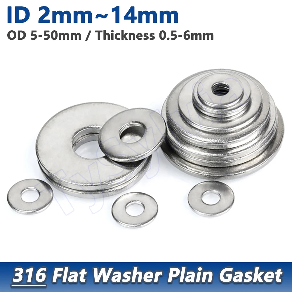 

316 Stainless Steel Adjusting Shim Gasket Ultra Thin Flat Washer Inner Dia 2 2.5 3 4 5 6 8 10 12 14mm Thickness 0.5mm to 6mm