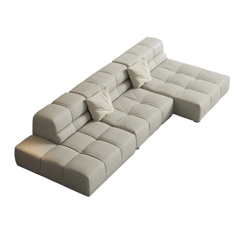 

Italian minimalist leather sofa combination