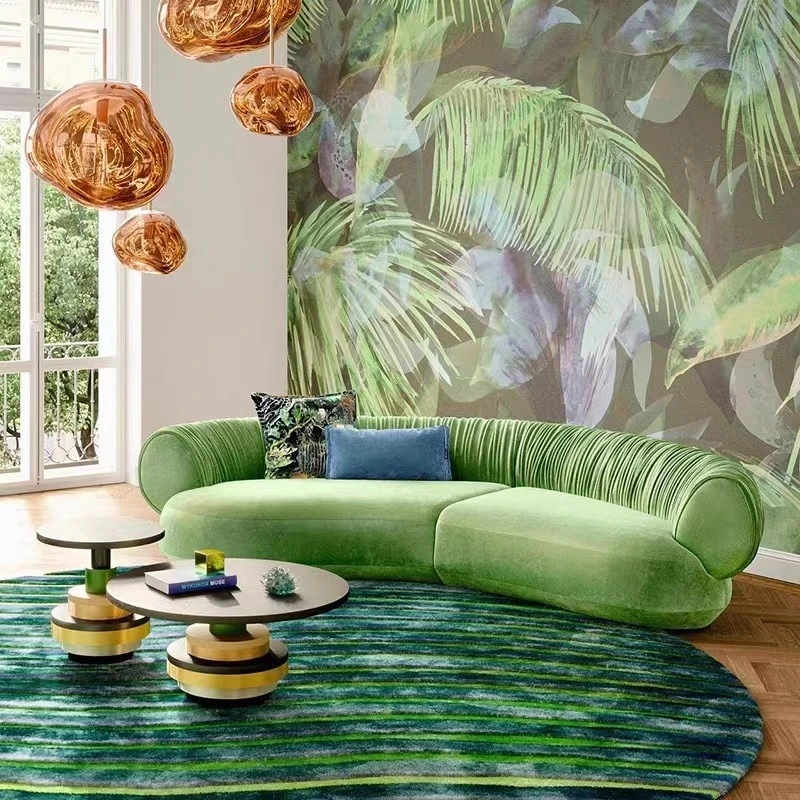 Italian minimalist pleated sofa modern minimalist designer villa large flat curved living room fabric sofa