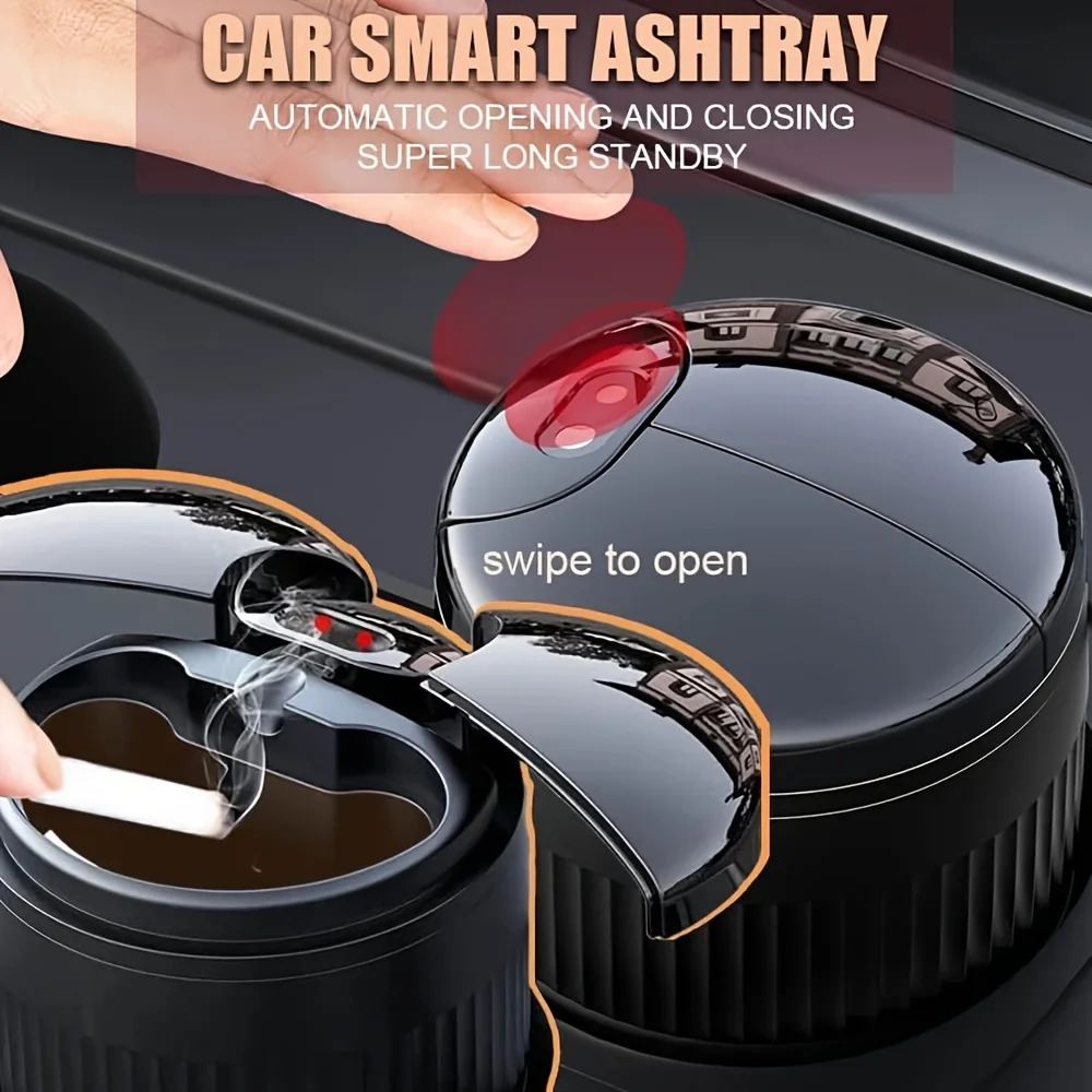

Car Cup Holder Ashtray Mini Car Trash Can With Lid To Prevent Odor And Smoke Diffusion Smart Sensing Opening And Closing Detacha