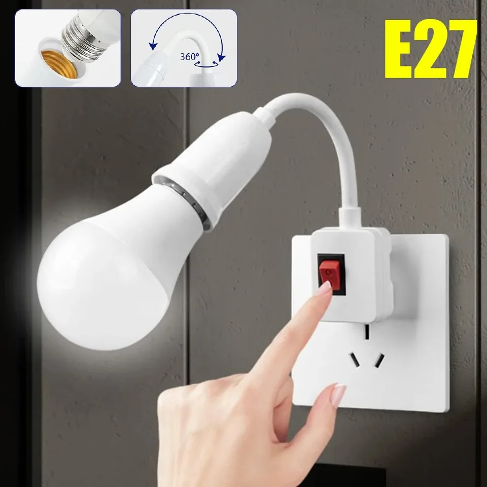 E27 회전식 램프 헤드 소켓 컨버터 스위치 포함 EU/US 플러그 LED 테이블 램프 베이스 직접 플러그인 램프 홀더 LED 램프용