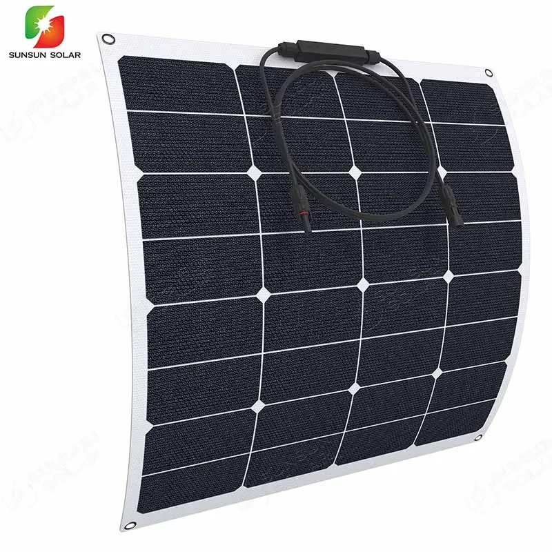 Wholesale Sunpower cell 12V 50W semi flexible pv solar panel semi flexible solar panel for caravan boat and yacht