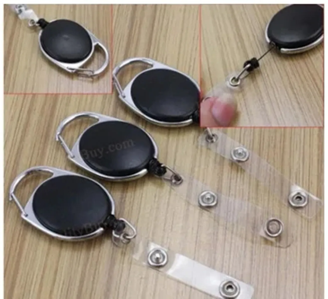 200 pcs Retractable Pull Key Ring Chain Reel ID Lanyard Name Tag Card Badge Holder Reel Recoil Belt Key Ring Clip