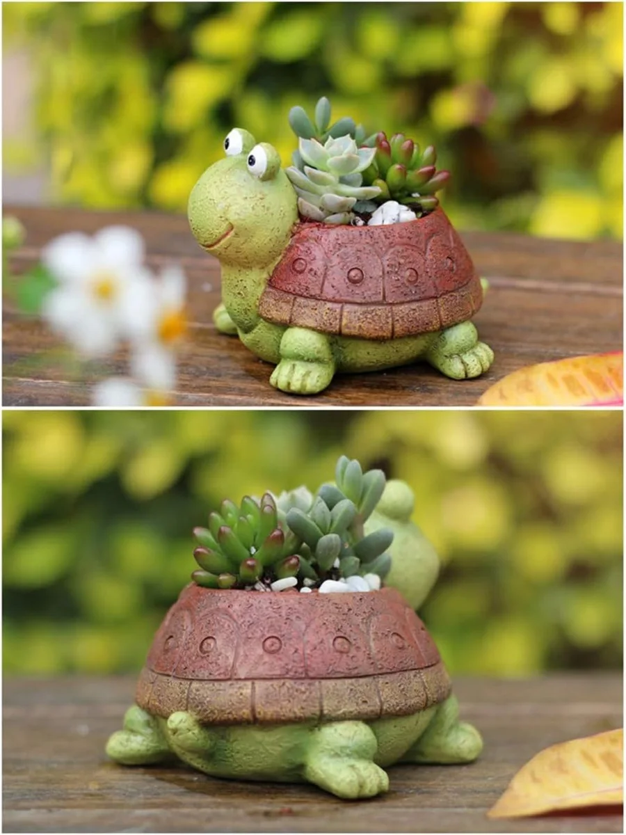 Cute Turtle Planter Succulent Bonsai Cactus Plant Pot Garden Gifts for Girls Flowerpot Home Decor Balcony Desk Mini Plant Holder