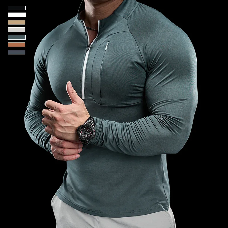 Gym Fitness Quick Dry Shirt Men Running Sport Long Sleeves T-shirt Trackwear Tee Tops Autumn Male Bodybuilding Training Clothing