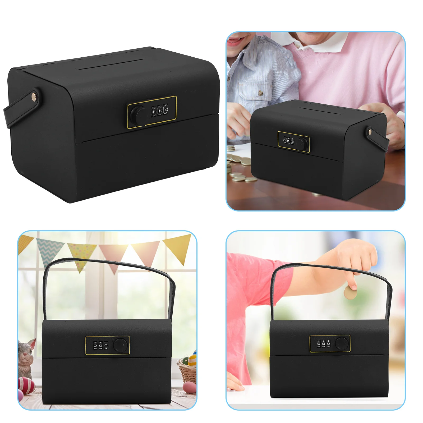 Metalen wachtwoordbesparing muntpot met grote capaciteit voor kinderen, volwassenen, slotdoos, combinatie spaarpot, duurzame ijzeren geldcontainer