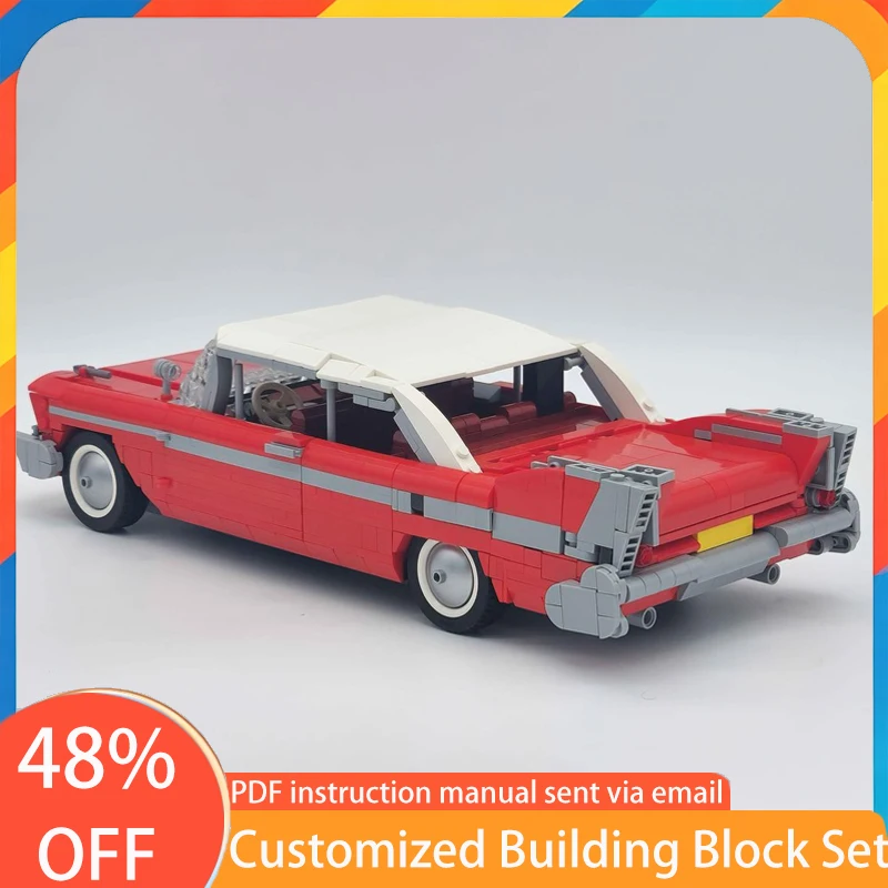

1228 PCS Speedy Sports Car 1958 Plymouth Fury MOC Customize Modular Building Block Creative Design DIY Boys Festival Toy Gift