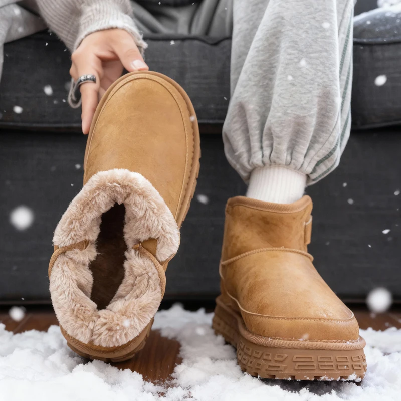 

Winter men's outdoor non-slip plush thickened warm cotton shoes northeast cold-resistant waterproof snow boots