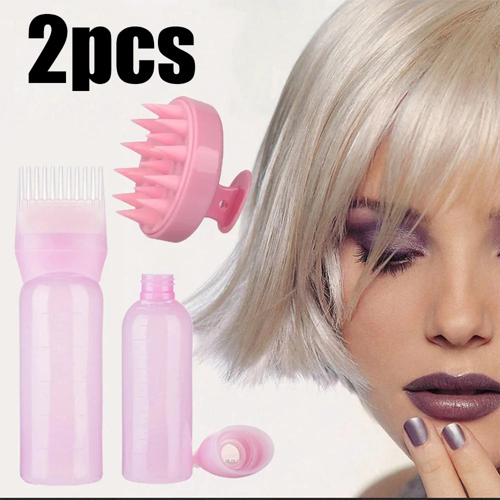 

160ML Hair Dye Applicator Bottles Portable Hair Roots Massager Plastic Dyeing Shampoo Bottle Oil Comb Brush Hair Coloring Tools