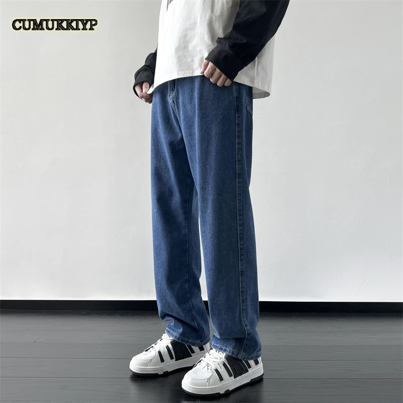 

CUMUKKIYP Loose Fit Baggy Straight-leg Jeans for Men High Street Stylish Denim Pants