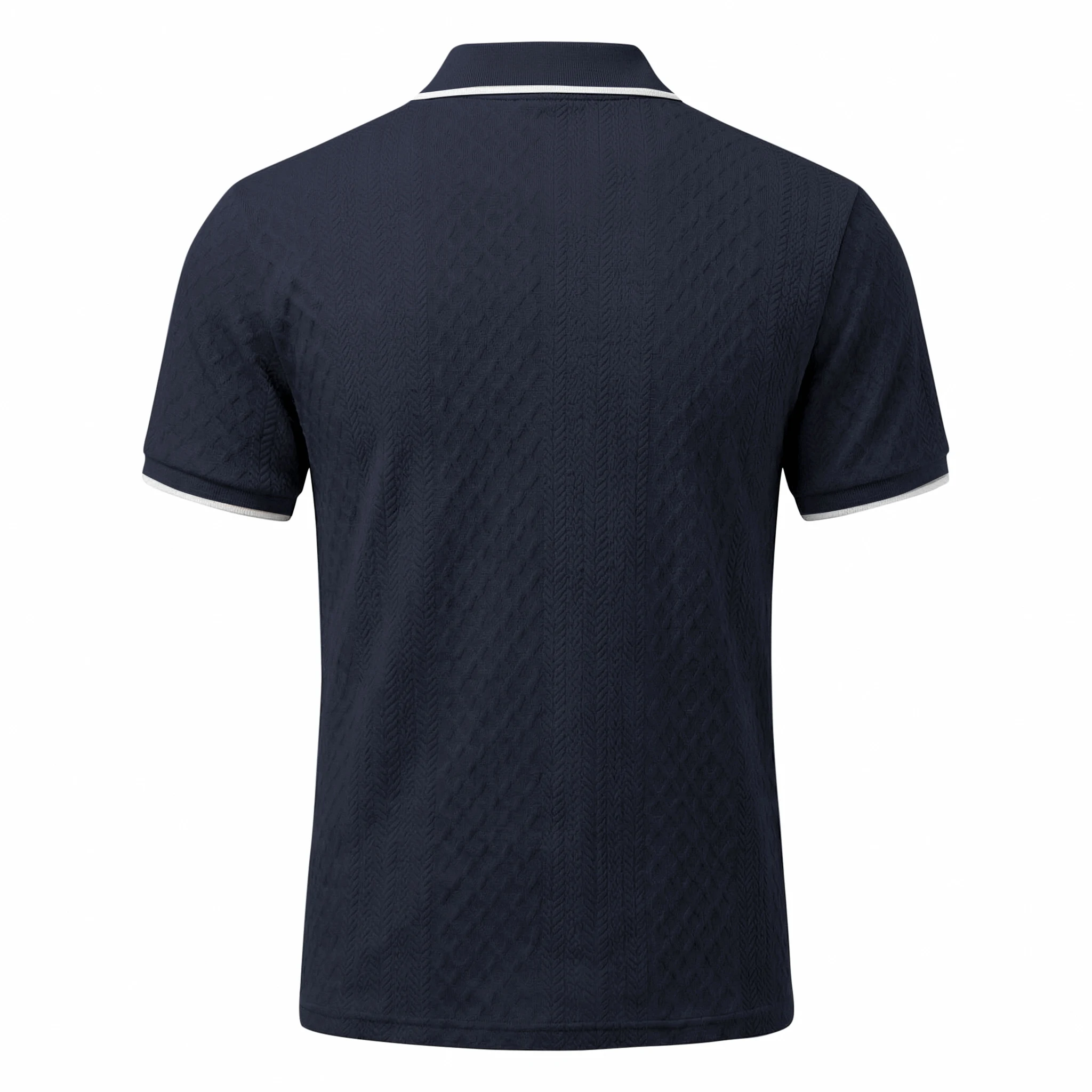 Sommer Herren Casual Business Kurzarm 9-Farben Jacquard 1/4 Reißverschluss Poloshirt | Strukturiertes Polo-Top mit Reißverschluss und kurzen Ärmeln – Detail 29