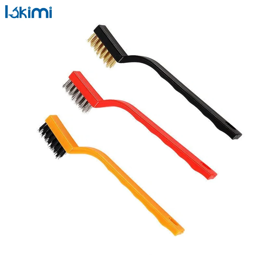 

3PCS Gas Stove Cleaning Long Handle Brush to Remove Oil Nylon Steel Copper Wire Combination Dead Angle Gap Stove Brush LK-AA133