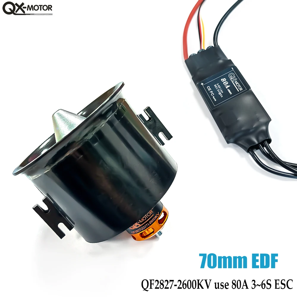 QX-Motor 70mm EDF 12 Blades Ducted Fan QF2827 Brushless Motor with 60A / 80A ESC